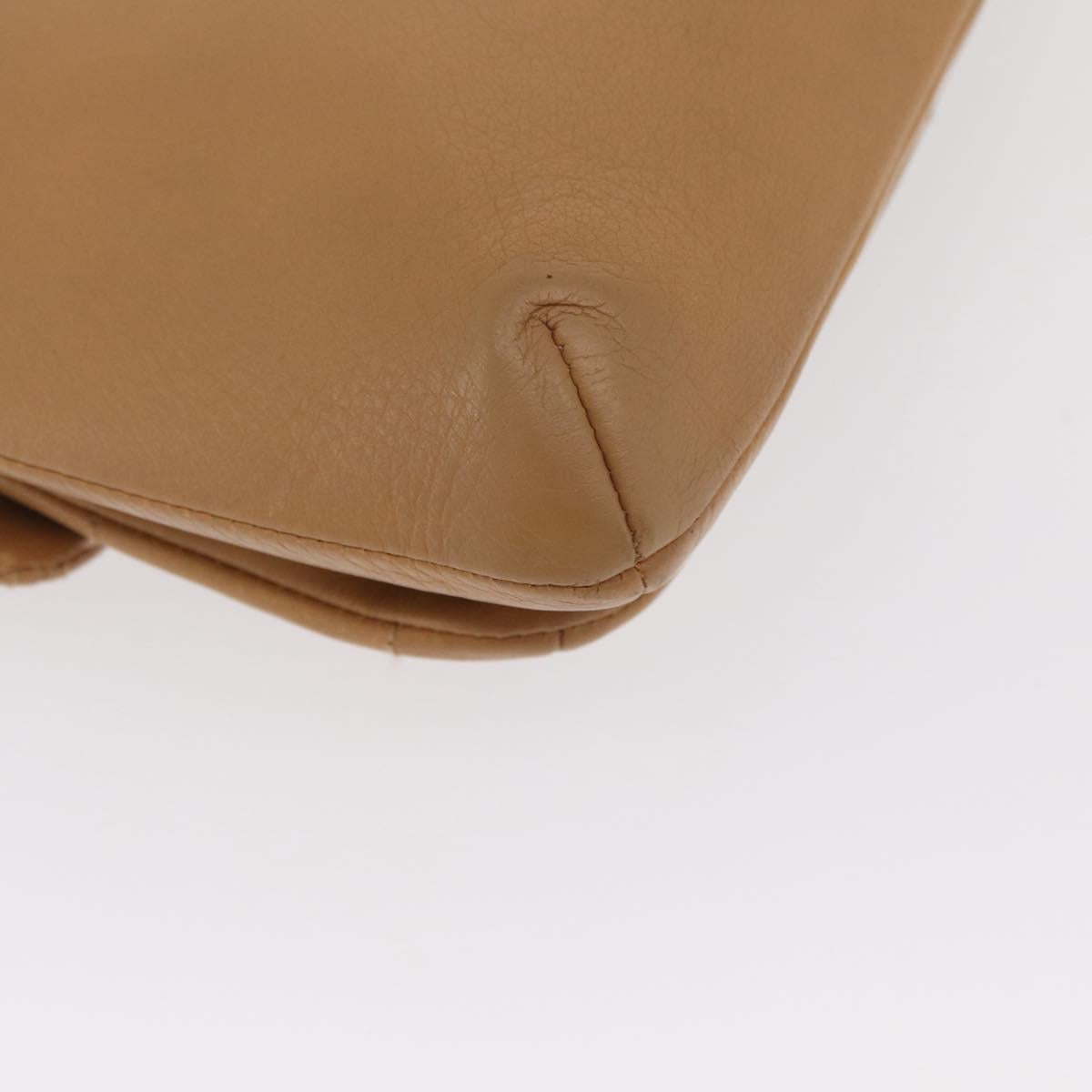 CHANEL Choco Bar 2.55 Shoulder Bag Leather Beige Silver CC Auth 169085