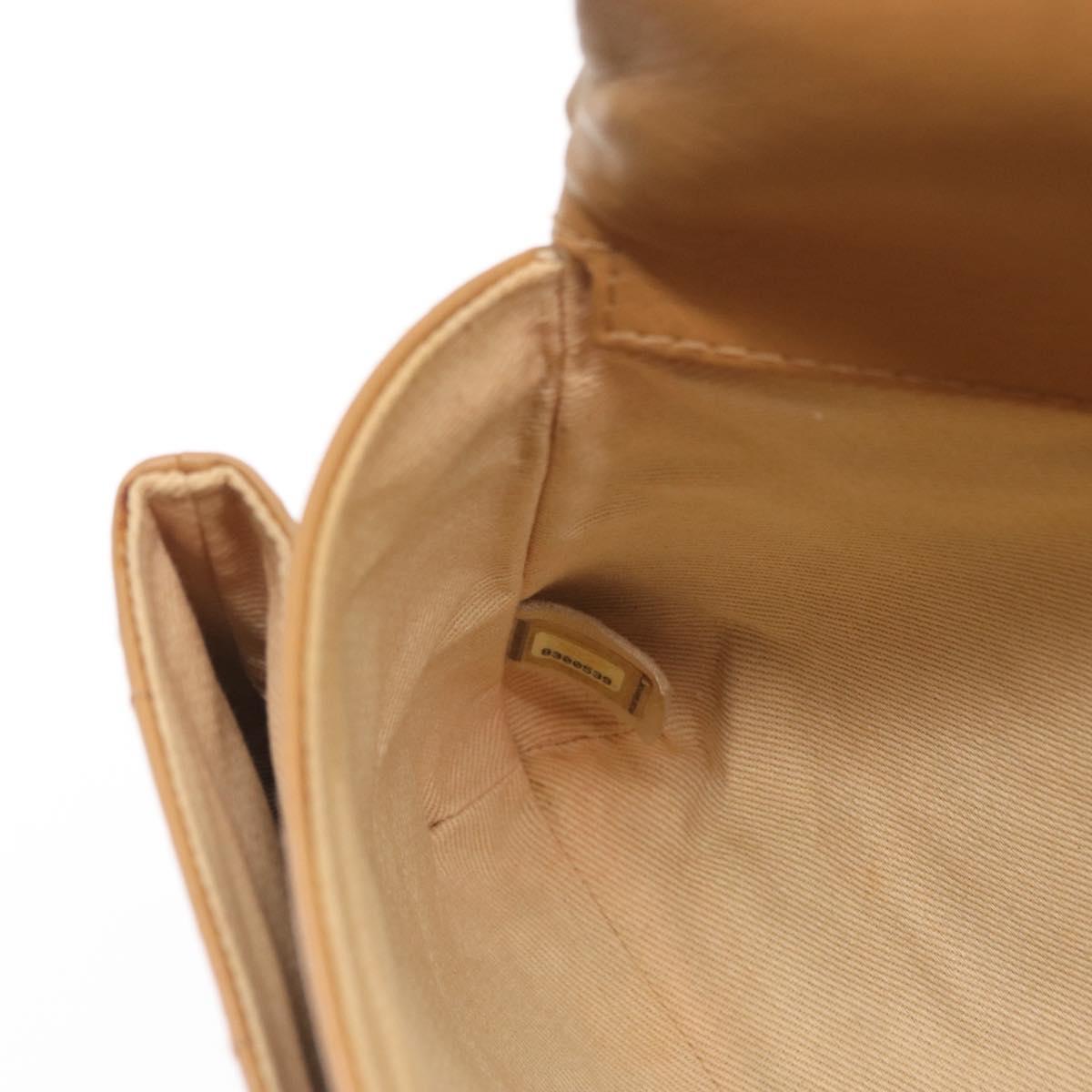 CHANEL Choco Bar 2.55 Shoulder Bag Leather Beige Silver CC Auth 169085