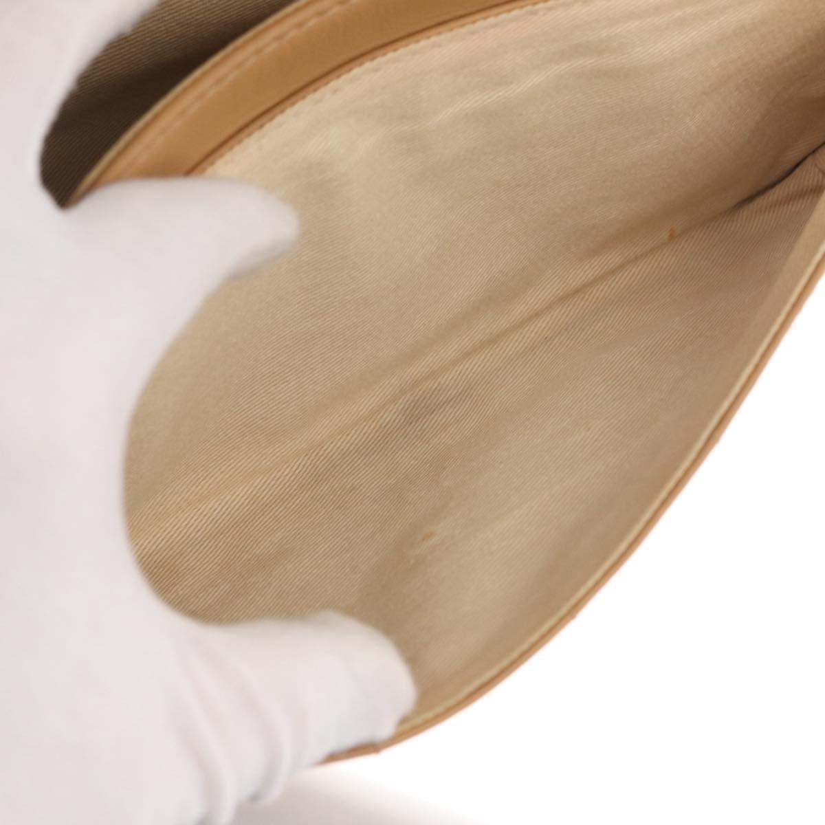 CHANEL Choco Bar 2.55 Shoulder Bag Leather Beige Silver CC Auth 169085