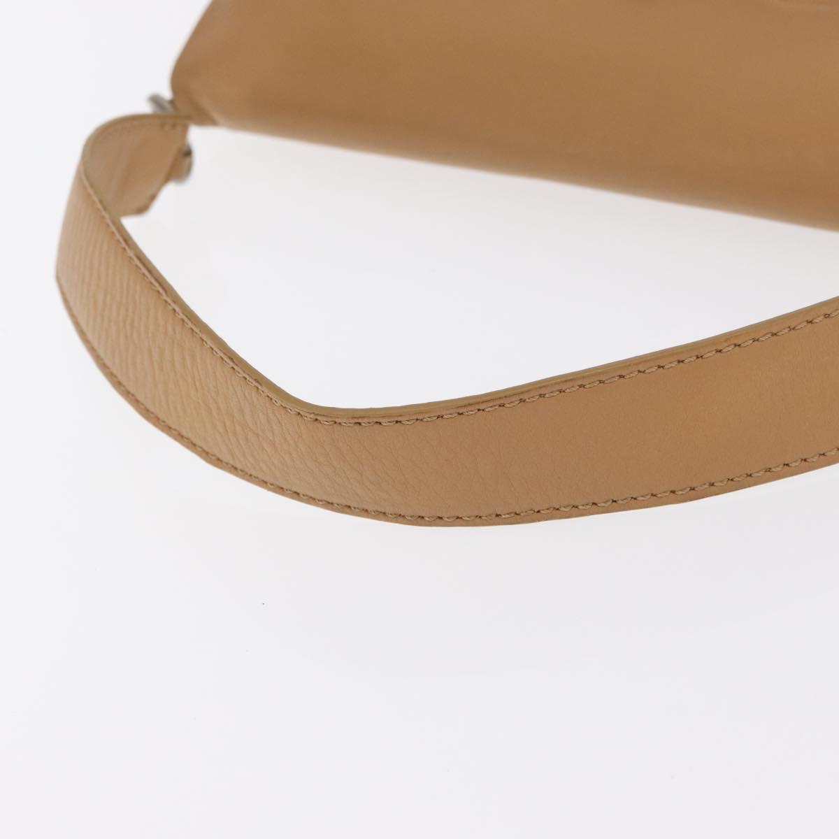 CHANEL Choco Bar 2.55 Shoulder Bag Leather Beige Silver CC Auth 169085