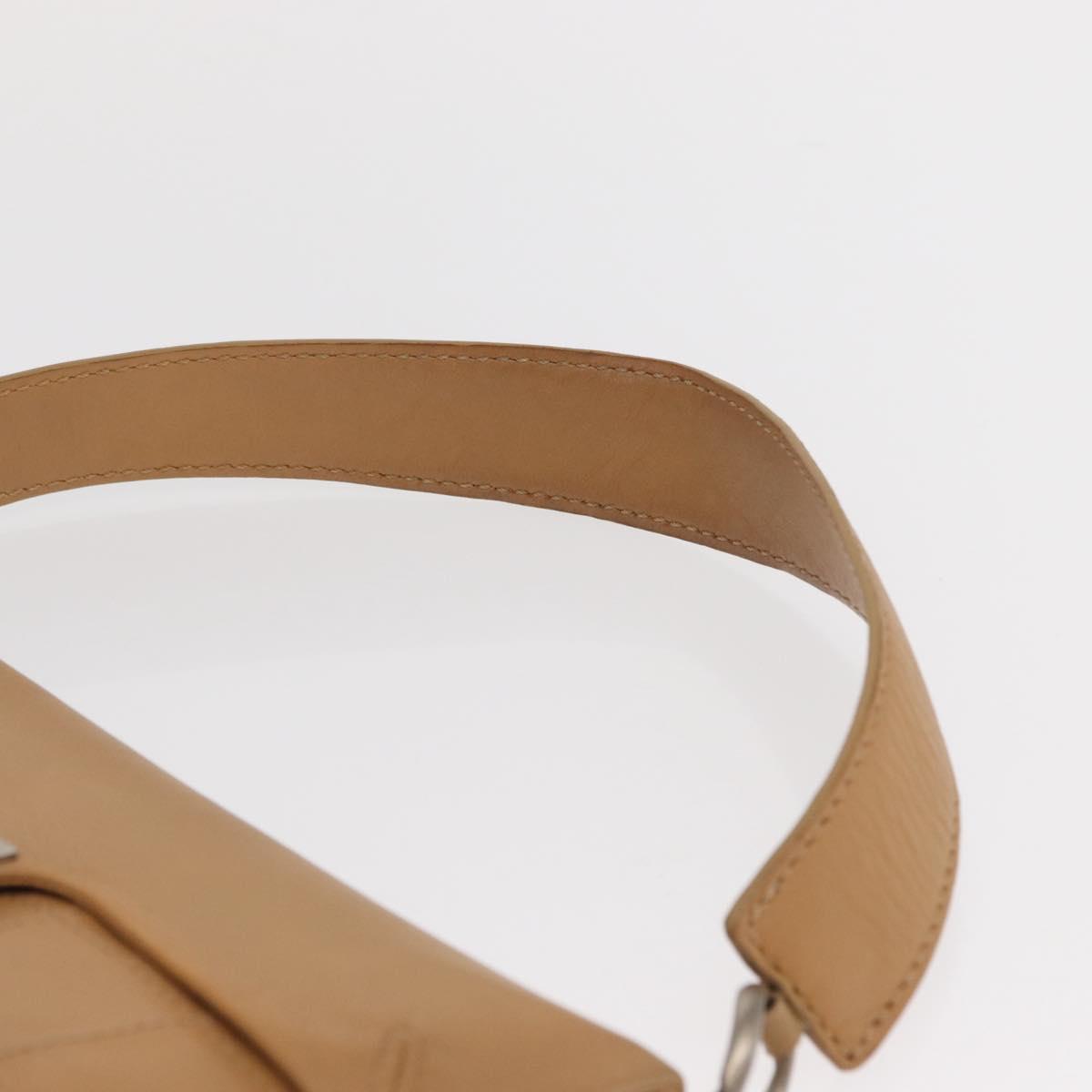 CHANEL Choco Bar 2.55 Shoulder Bag Leather Beige Silver CC Auth 169085