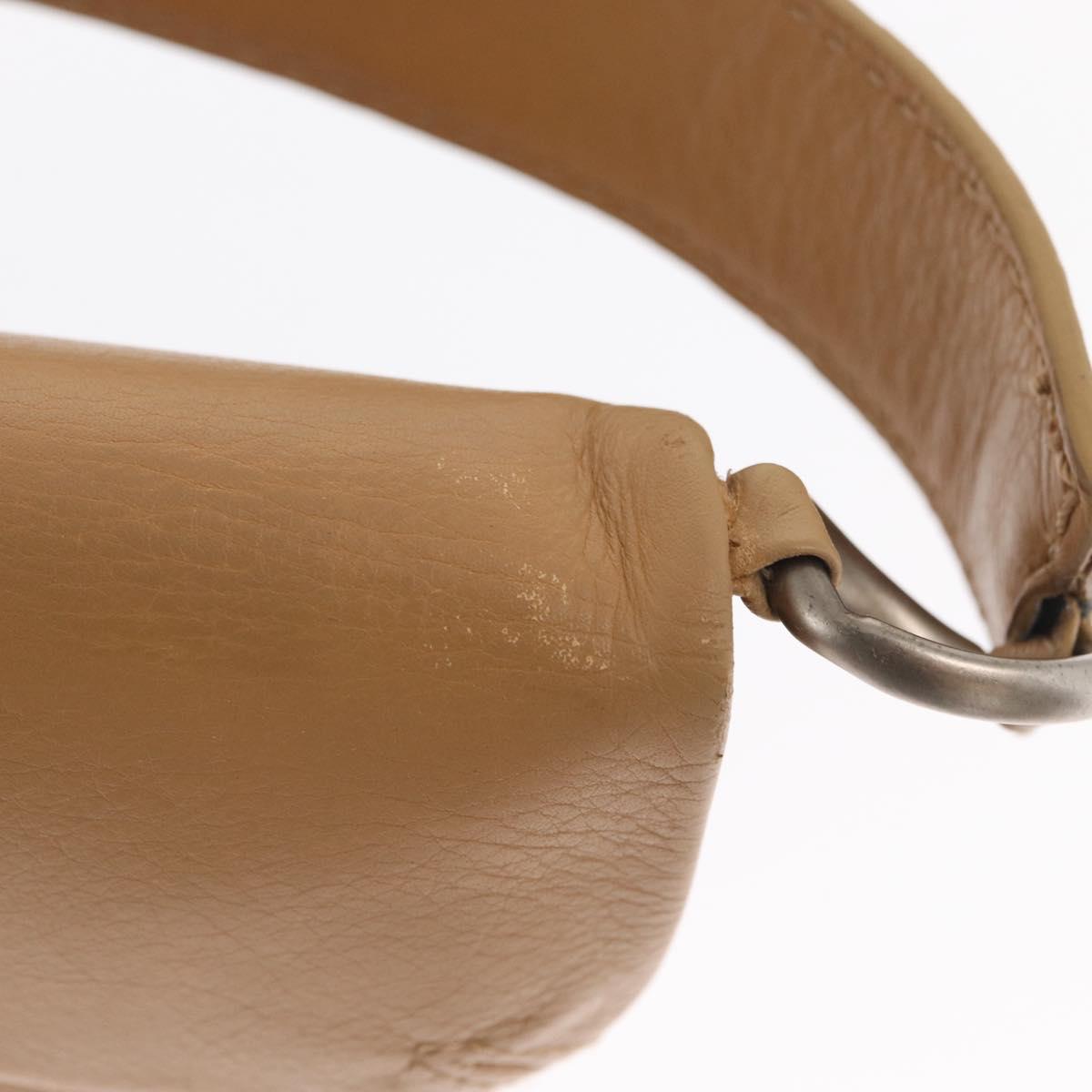 CHANEL Choco Bar 2.55 Shoulder Bag Leather Beige Silver CC Auth 169085