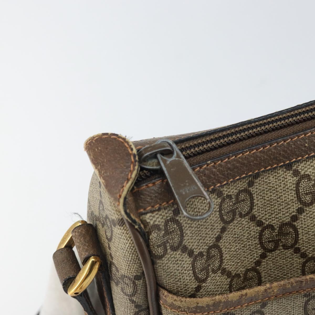 GUCCI GG Supreme Web Sherry Line Bag PVC Beige Gold 89 02 032 Auth 169092