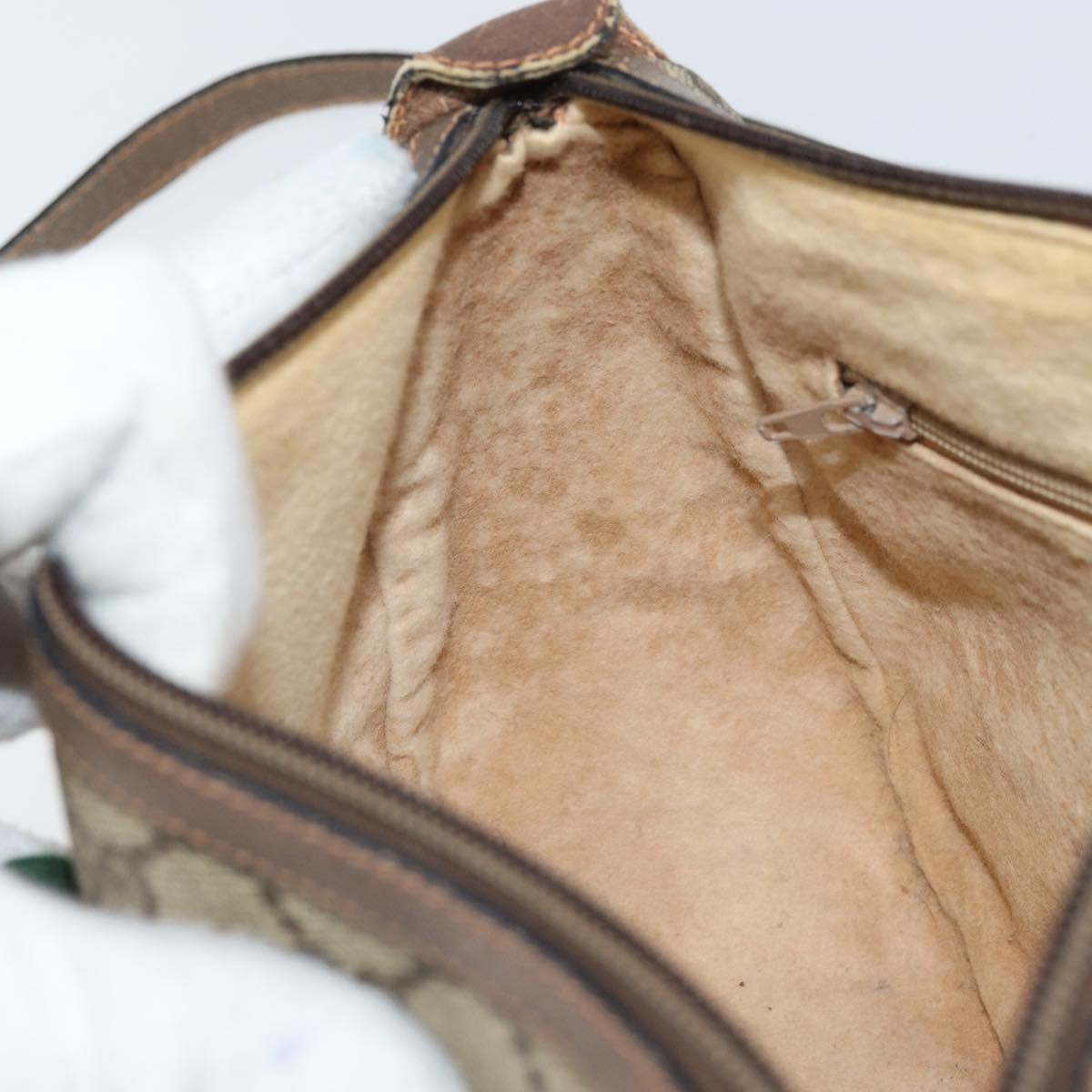 GUCCI GG Supreme Web Sherry Line Bag PVC Beige Gold 89 02 032 Auth 169092