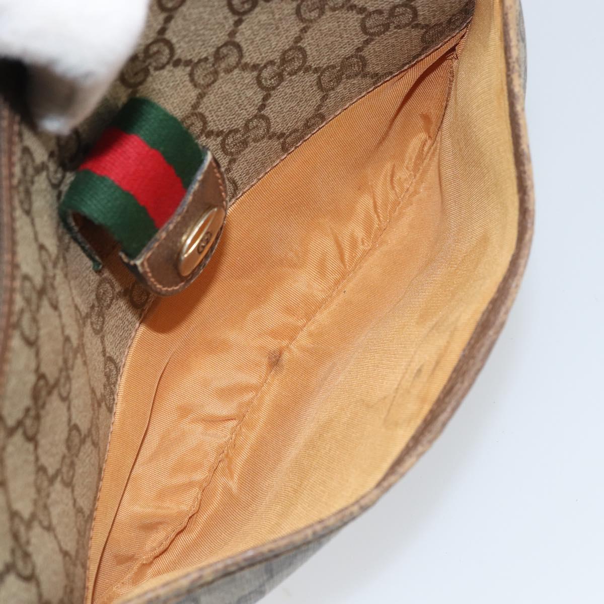 GUCCI GG Supreme Web Sherry Line Bag PVC Beige Gold 89 02 032 Auth 169092