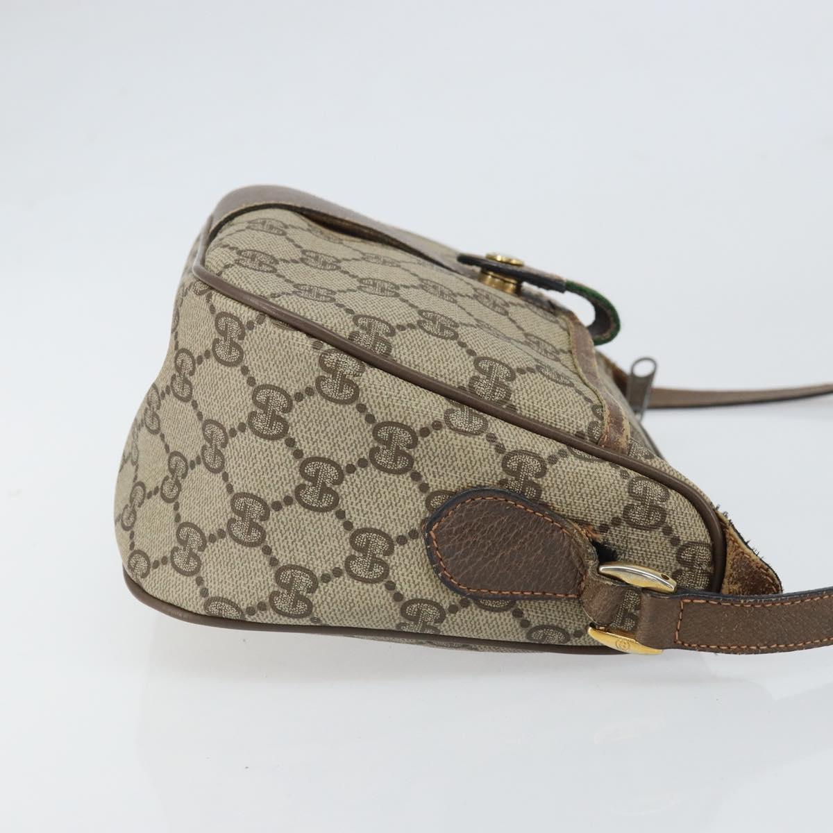 GUCCI GG Supreme Web Sherry Line Bag PVC Beige Gold 89 02 032 Auth 169092