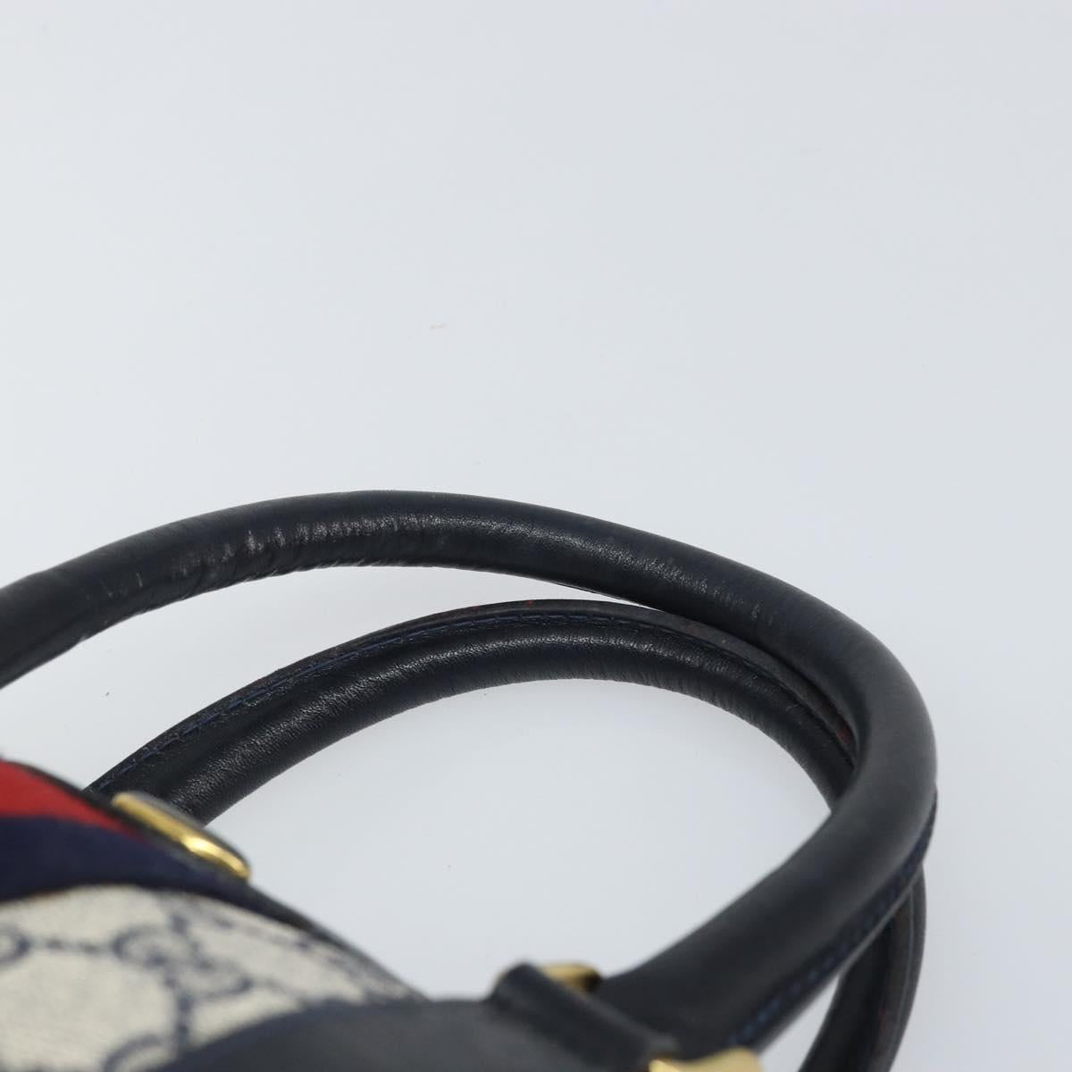 GUCCI GG Supreme Sherry Line Bag PVC Navy Gold Red 012 3841 58 Auth 169093