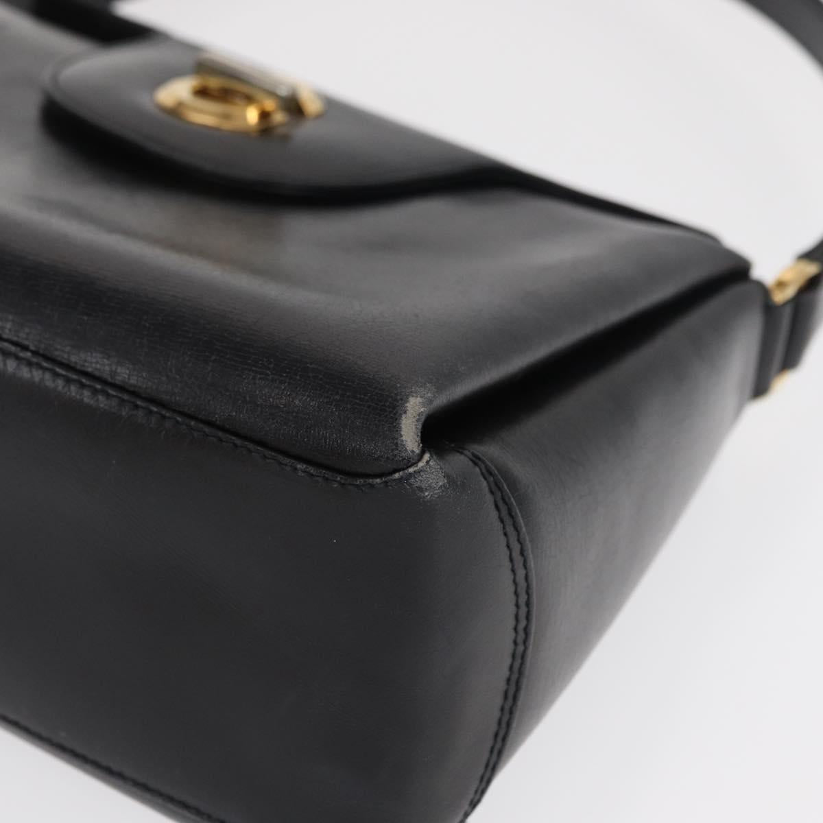 GUCCI Shoulder Bag Leather Black Gold 000 406 2080 Auth 169094