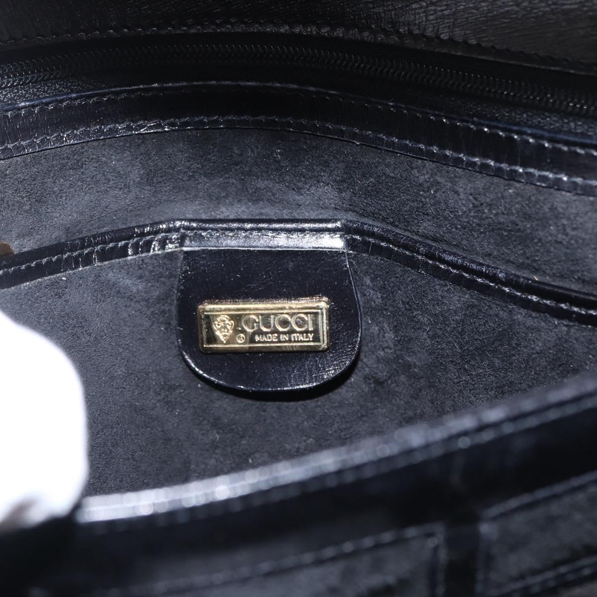 GUCCI Shoulder Bag Leather Black Gold 000 406 2080 Auth 169094