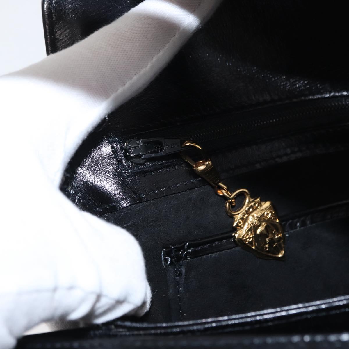 GUCCI Shoulder Bag Leather Black Gold 000 406 2080 Auth 169094
