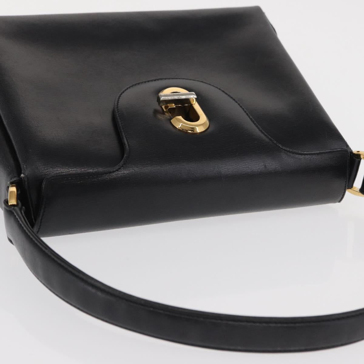 GUCCI Shoulder Bag Leather Black Gold 000 406 2080 Auth 169094