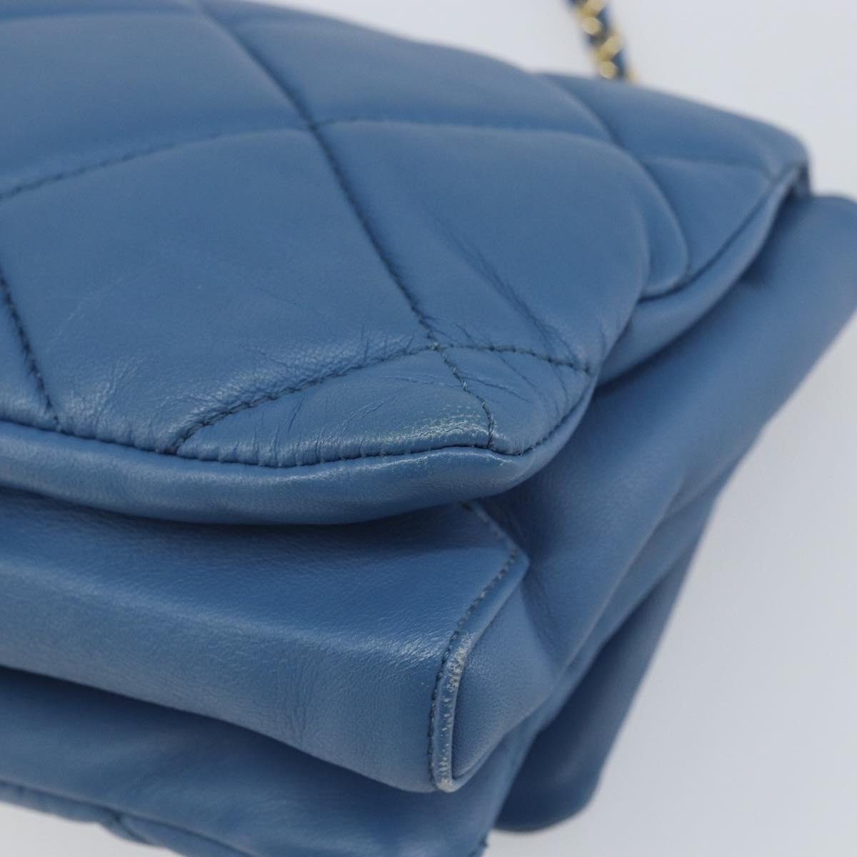 Salvatore Ferragamo Vala Shoulder Bag Leather Blue Gold Auth 169096V