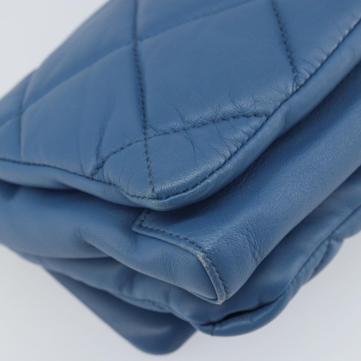 Salvatore Ferragamo Vala Shoulder Bag Leather Blue Gold Auth 169096V