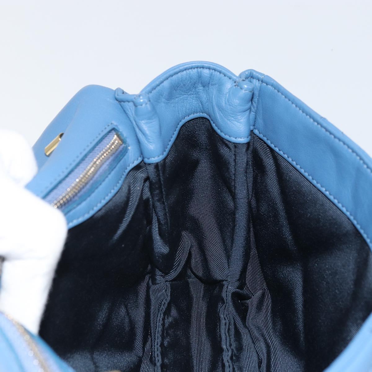 Salvatore Ferragamo Vala Shoulder Bag Leather Blue Gold Auth 169096V