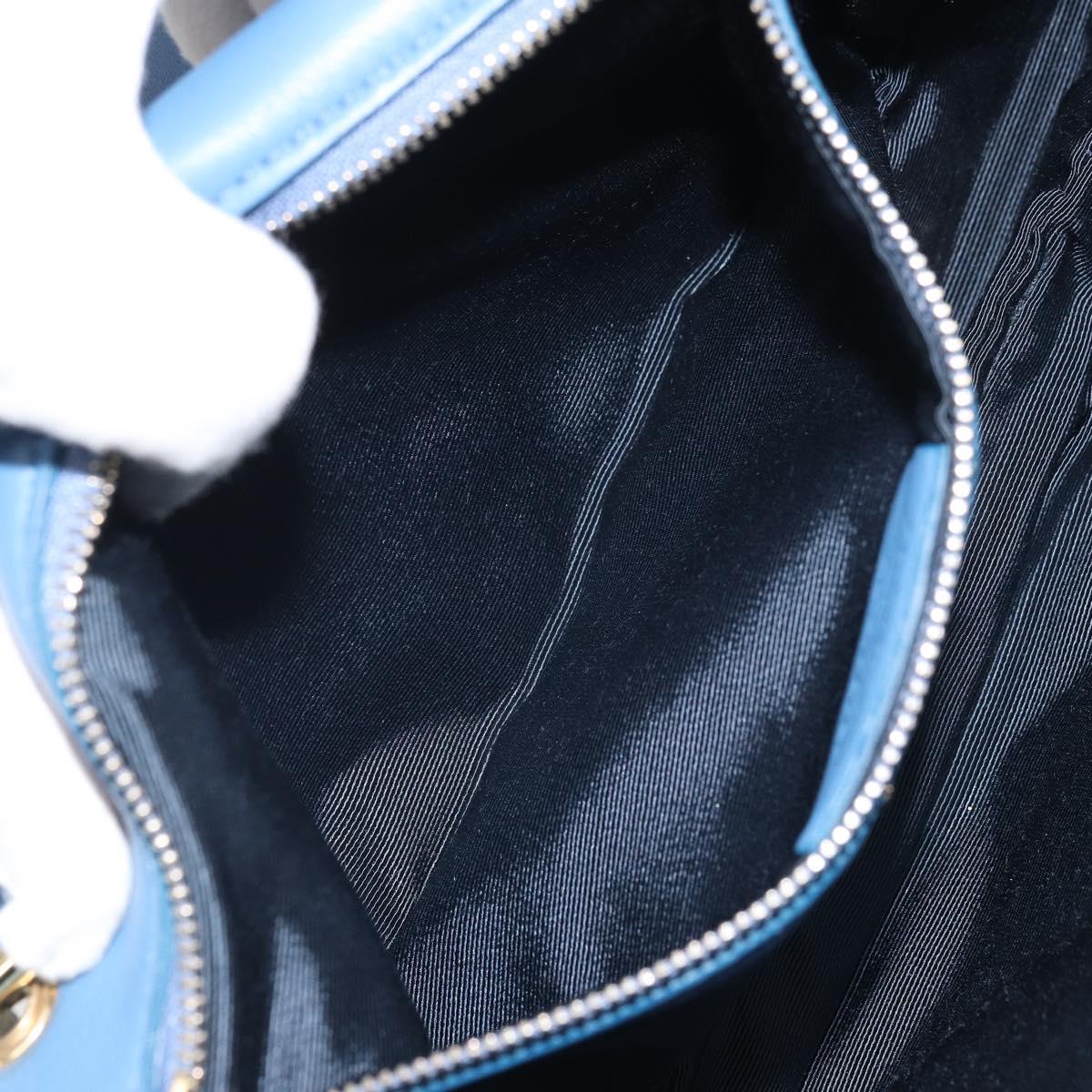 Salvatore Ferragamo Vala Shoulder Bag Leather Blue Gold Auth 169096V