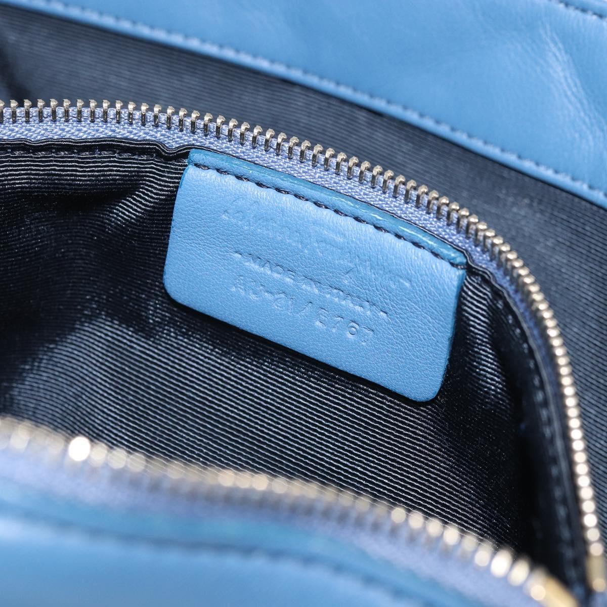 Salvatore Ferragamo Vala Shoulder Bag Leather Blue Gold Auth 169096V