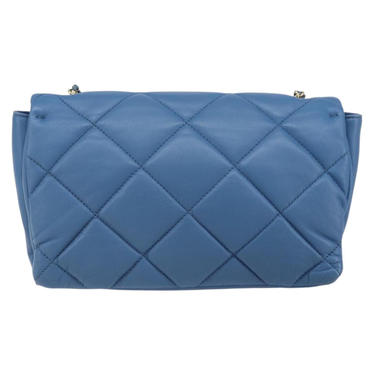 Salvatore Ferragamo Vala Shoulder Bag Leather Blue Gold Auth 169096V