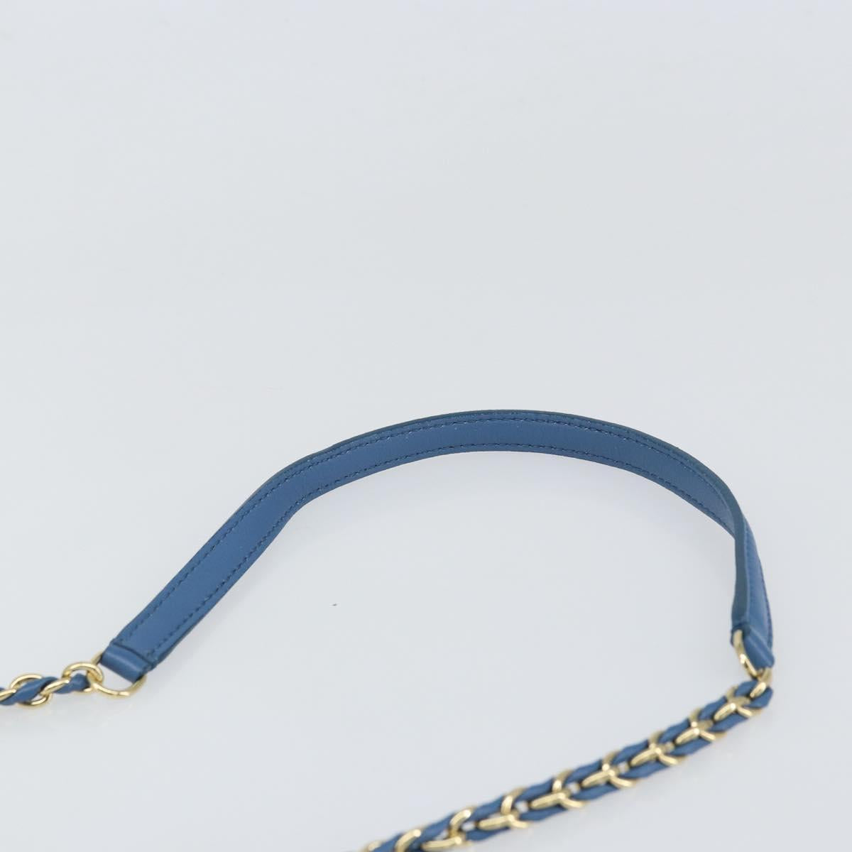 Salvatore Ferragamo Vala Shoulder Bag Leather Blue Gold Auth 169096V