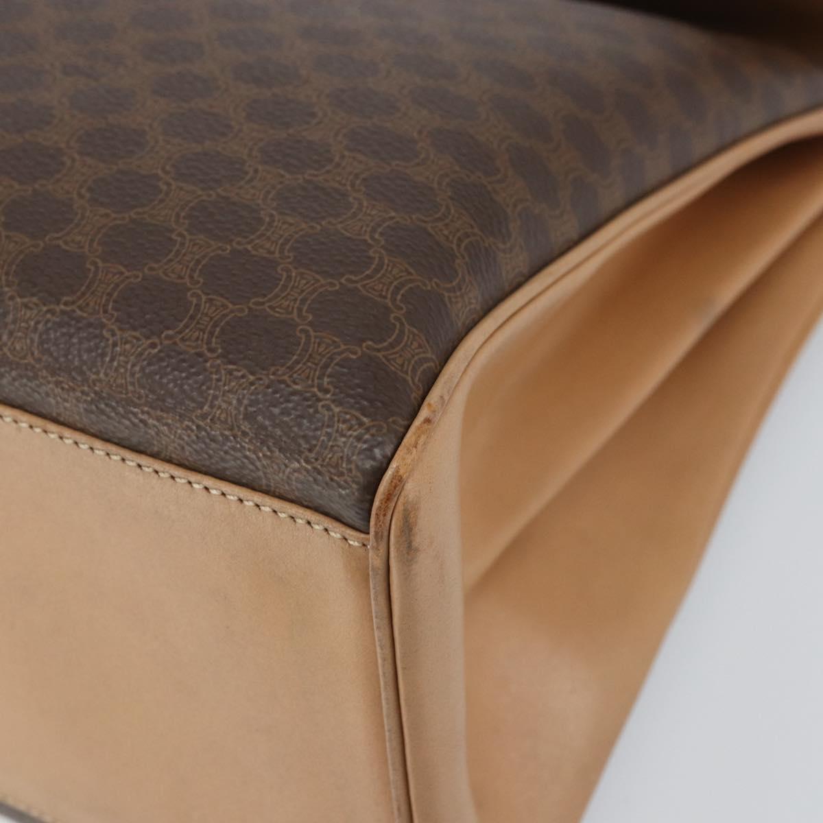 CELINE Macadam Canvas Hand Bag PVC Leather Brown Gold Auth 169099