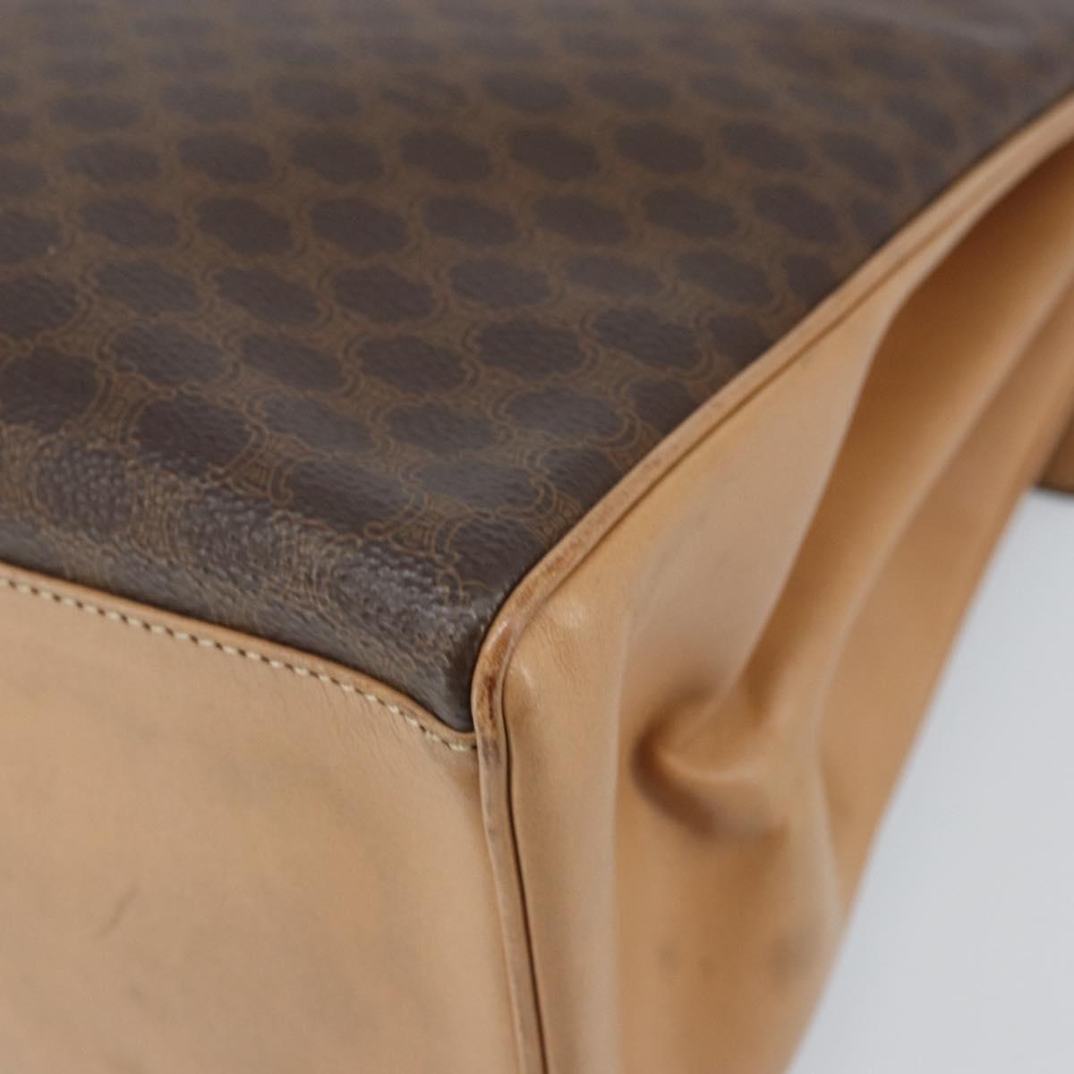 CELINE Macadam Canvas Hand Bag PVC Leather Brown Gold Auth 169099