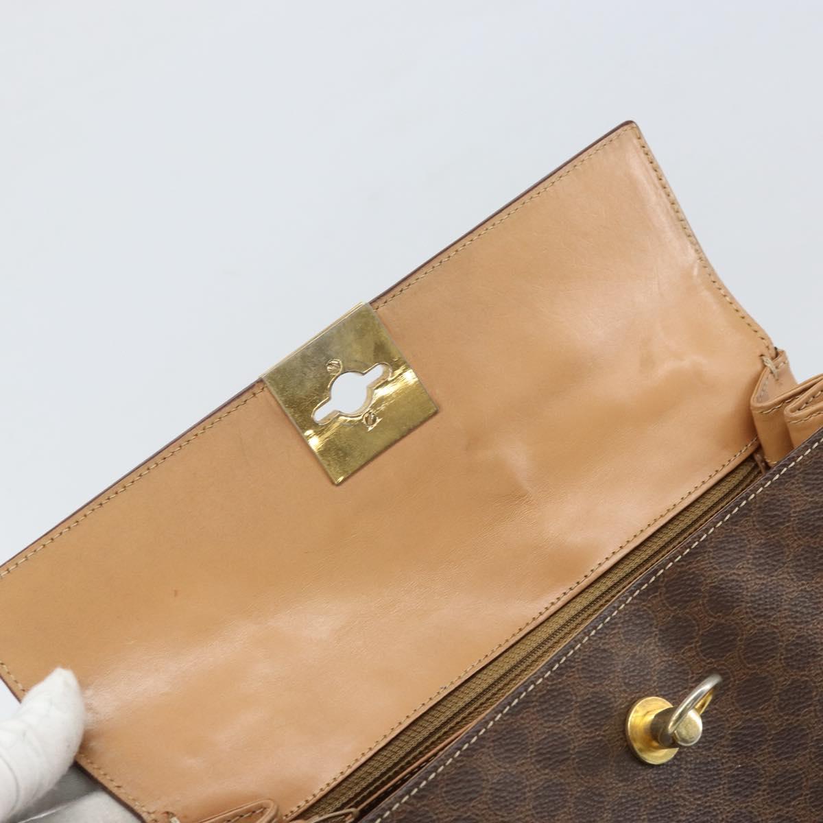 CELINE Macadam Canvas Hand Bag PVC Leather Brown Gold Auth 169099