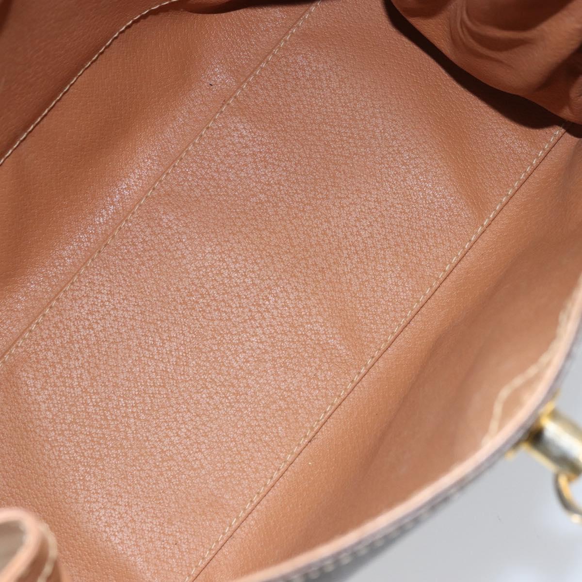 CELINE Macadam Canvas Hand Bag PVC Leather Brown Gold Auth 169099