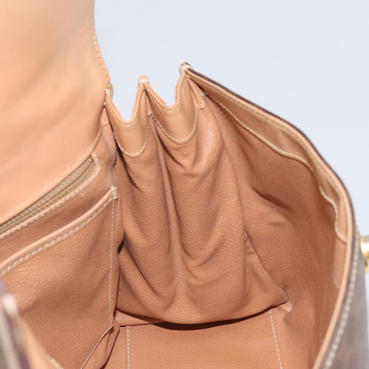 CELINE Macadam Canvas Hand Bag PVC Leather Brown Gold Auth 169099