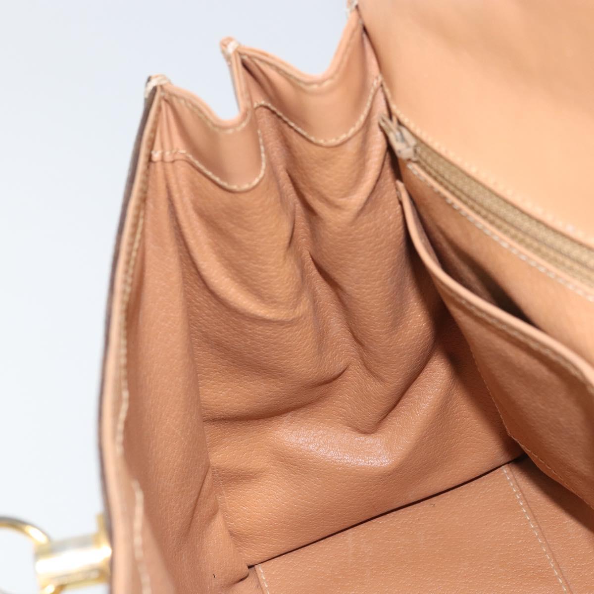 CELINE Macadam Canvas Hand Bag PVC Leather Brown Gold Auth 169099