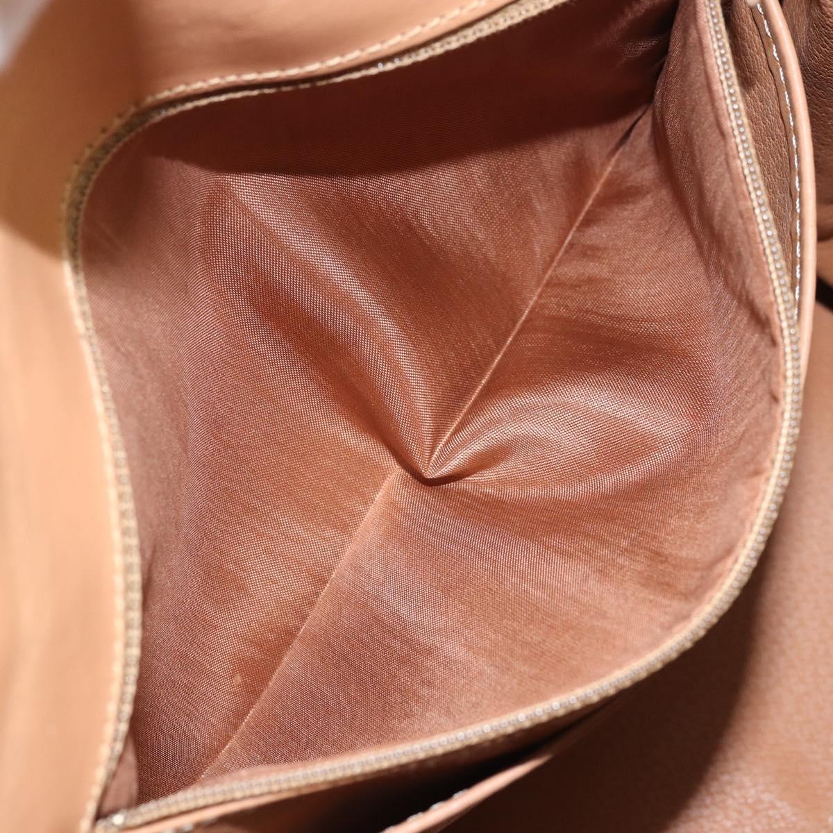 CELINE Macadam Canvas Hand Bag PVC Leather Brown Gold Auth 169099