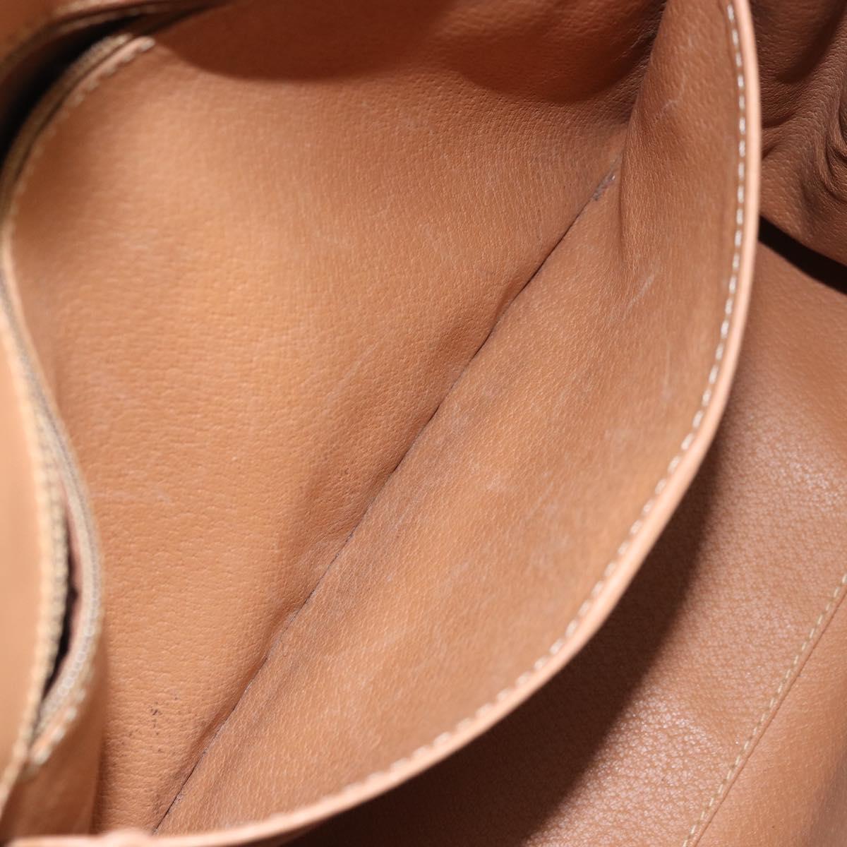 CELINE Macadam Canvas Hand Bag PVC Leather Brown Gold Auth 169099