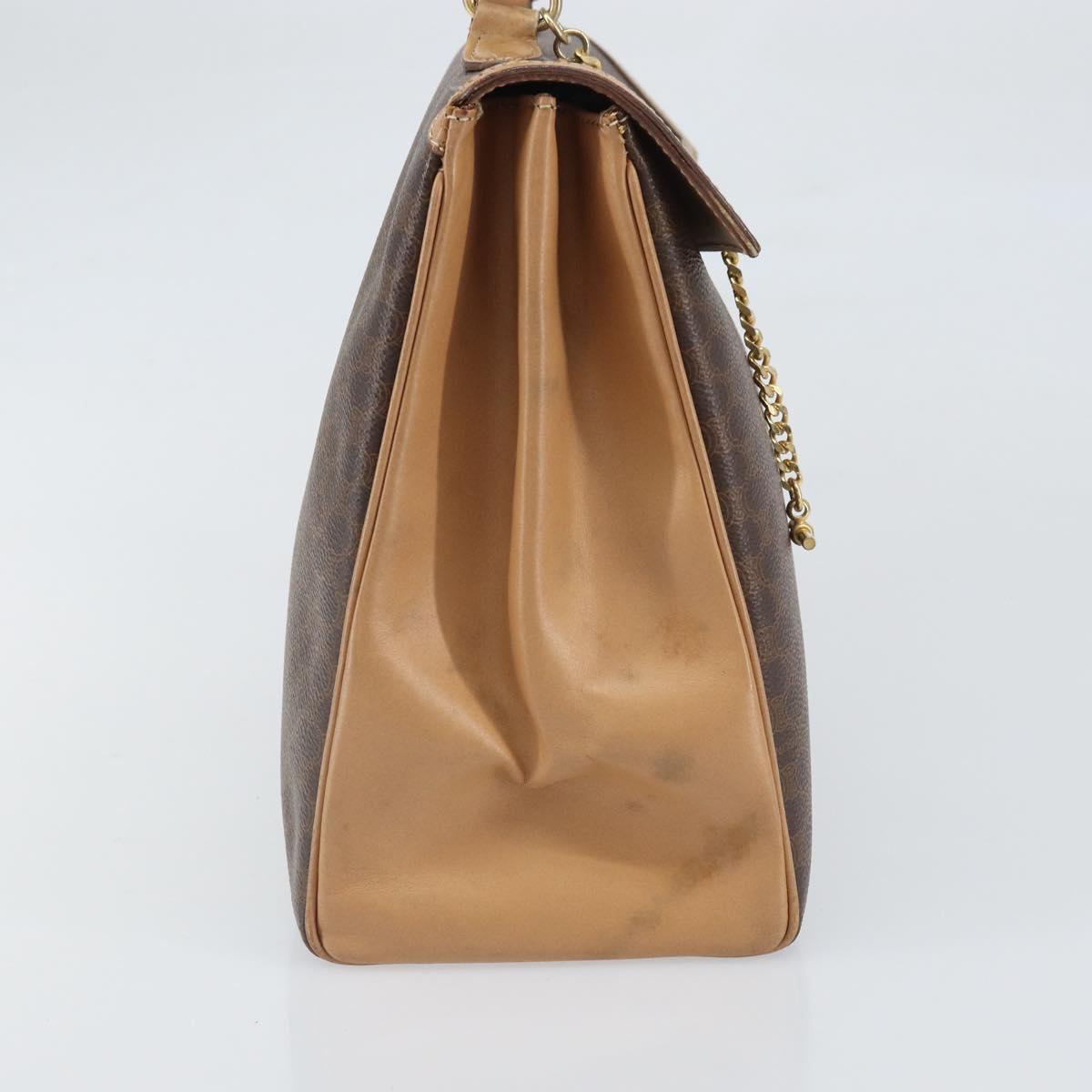 CELINE Macadam Canvas Hand Bag PVC Leather Brown Gold Auth 169099