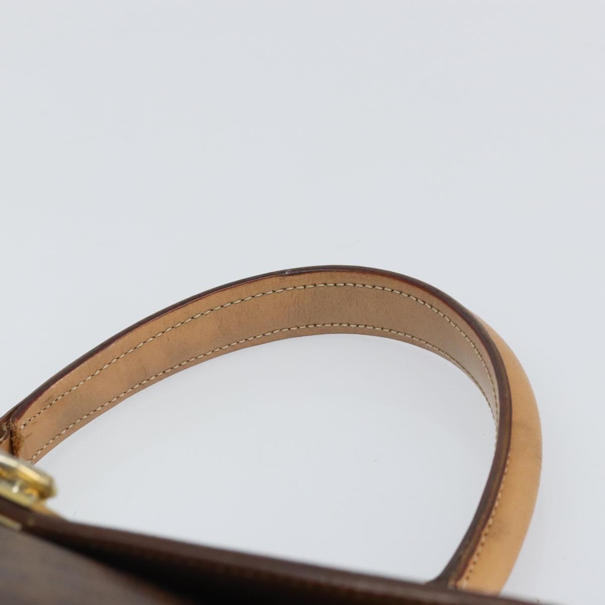 CELINE Macadam Canvas Hand Bag PVC Leather Brown Gold Auth 169099