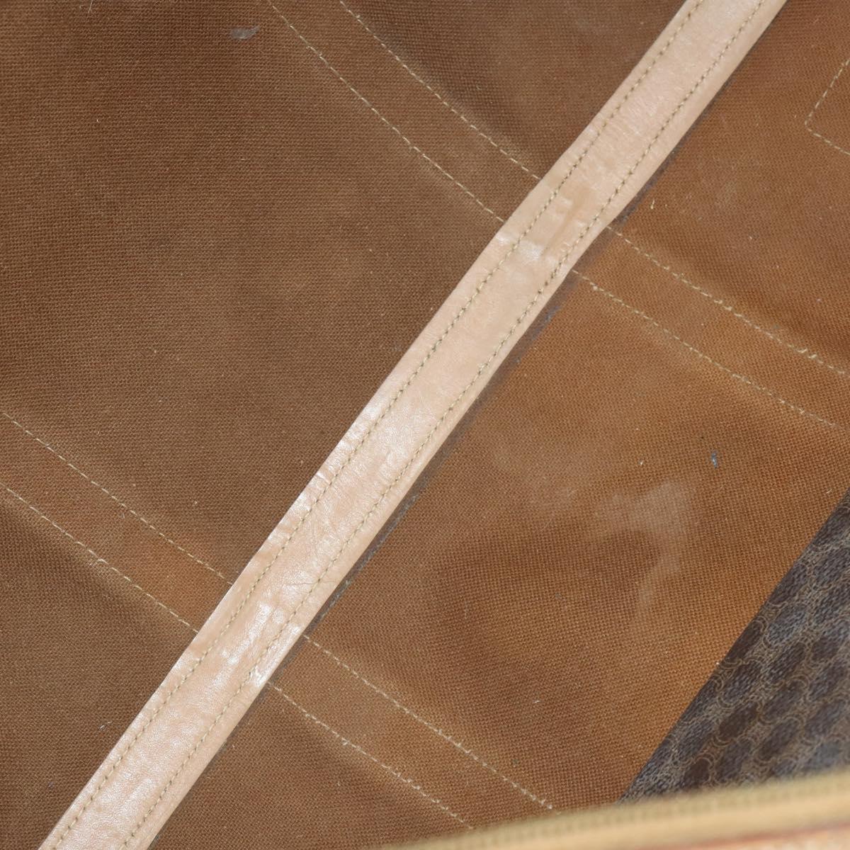 CELINE Macadam Canvas Boston Bag PVC Leather Brown Gold Auth 169100