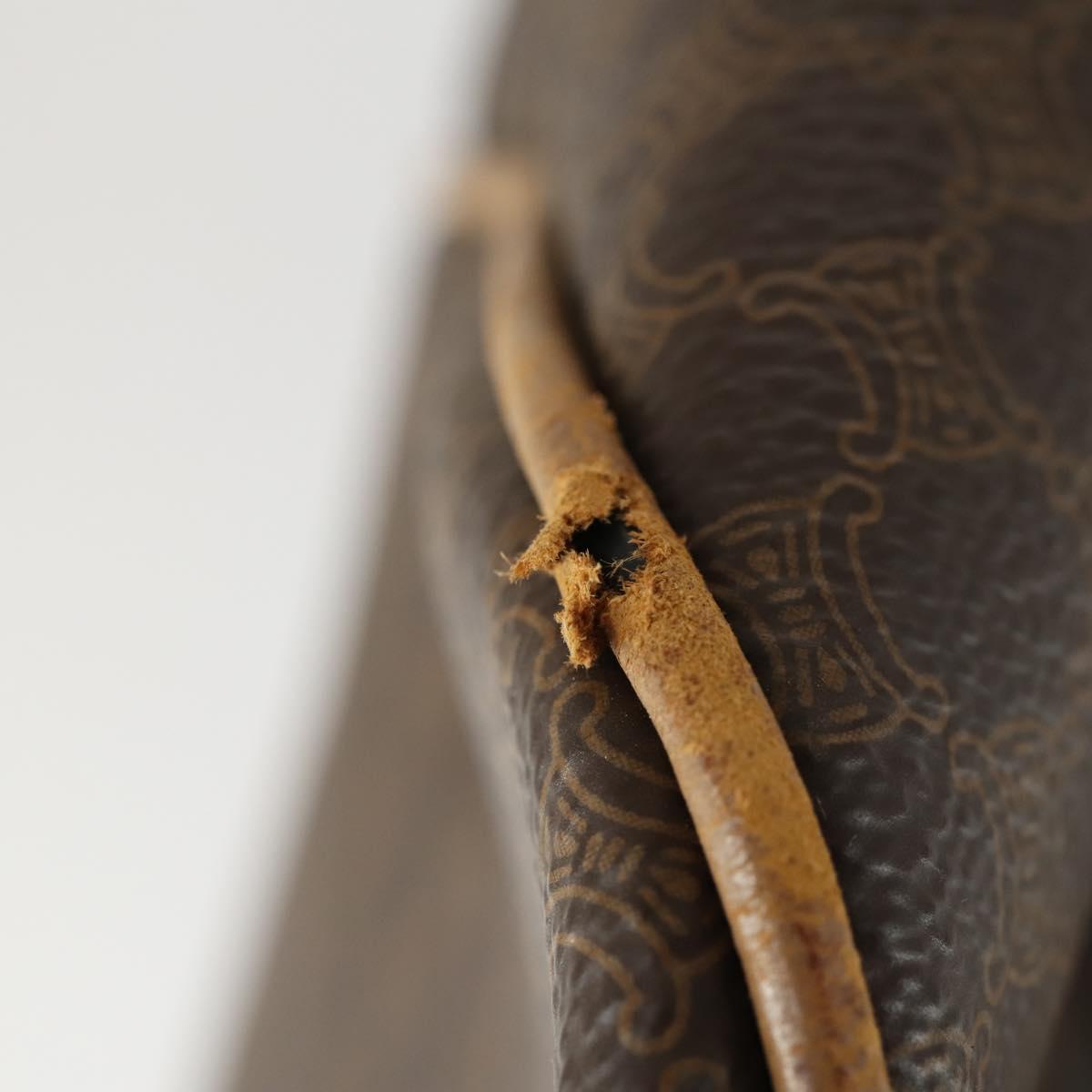 CELINE Macadam Canvas Boston Bag PVC Leather Brown Gold Auth 169100