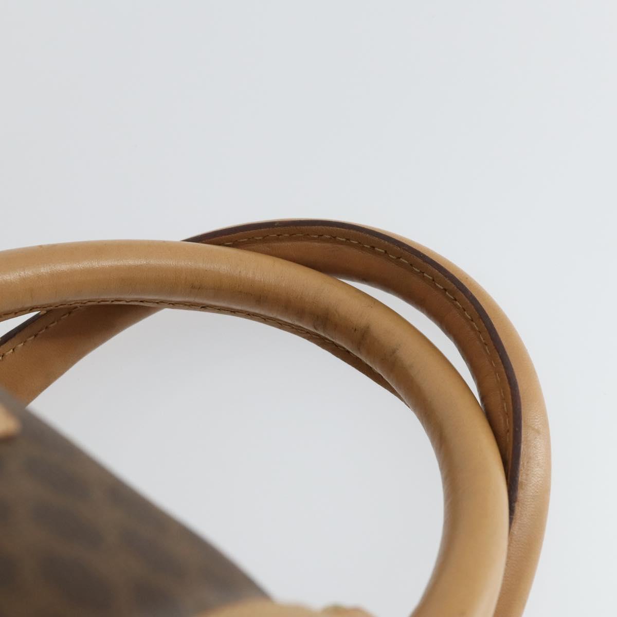 CELINE Macadam Canvas Boston Bag PVC Leather Brown Gold Auth 169100