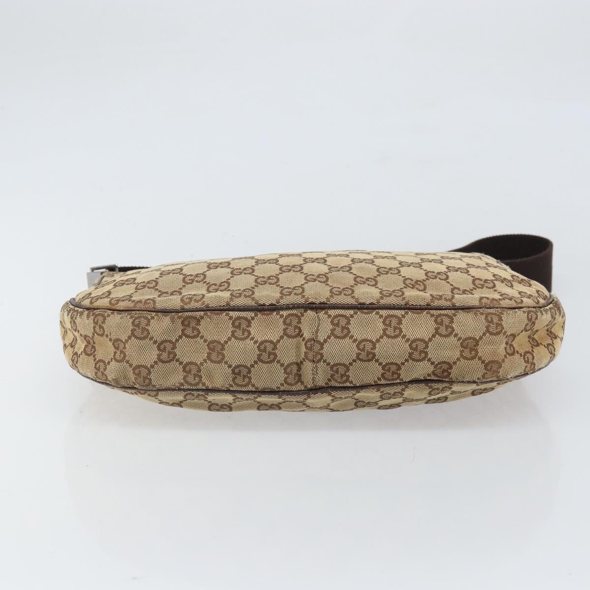 GUCCI GG Canvas Shoulder Bag Beige Silver 122790 Auth 169102