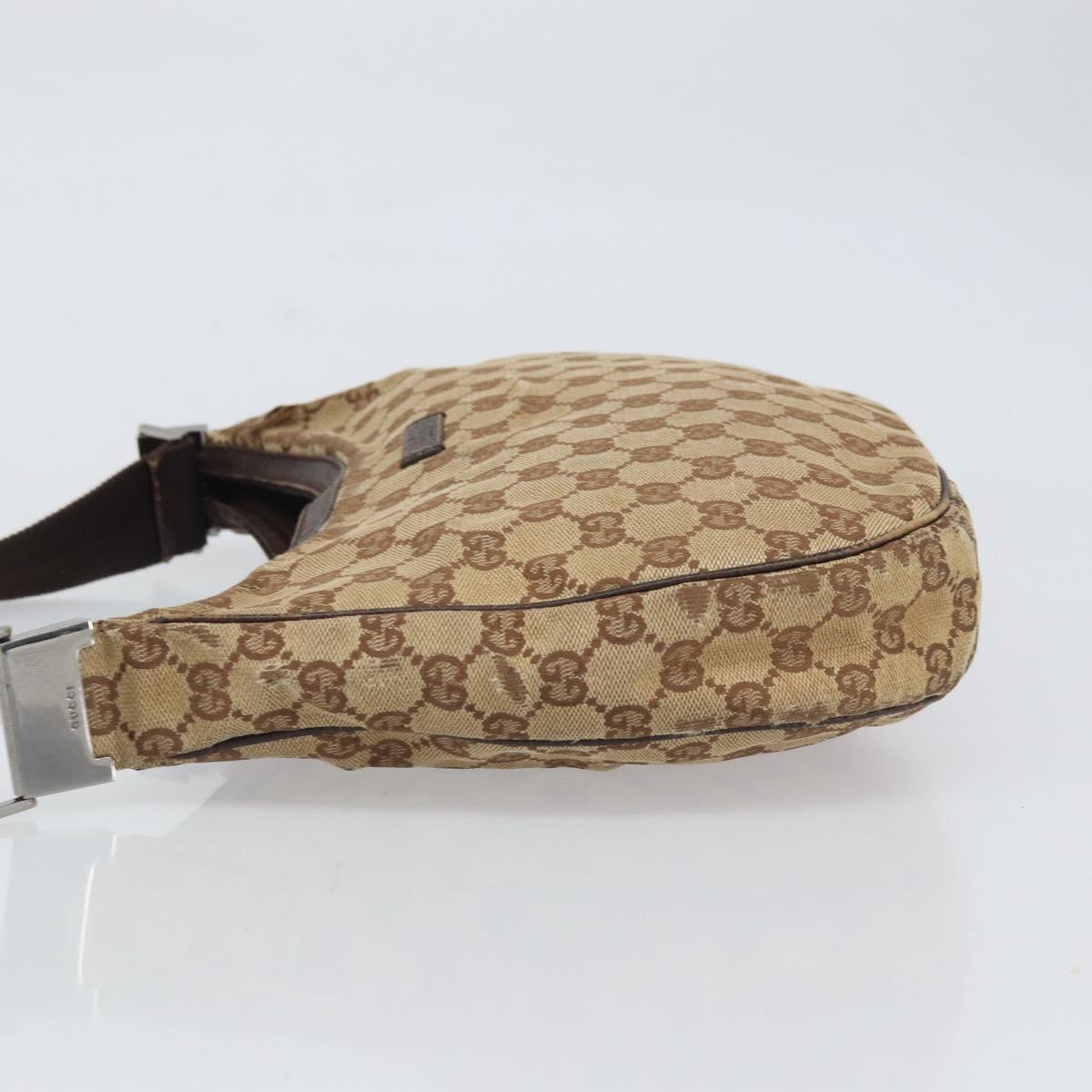 GUCCI GG Canvas Shoulder Bag Beige Silver 122790 Auth 169102