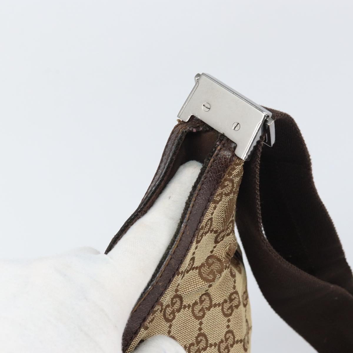 GUCCI GG Canvas Shoulder Bag Beige Silver 122790 Auth 169102