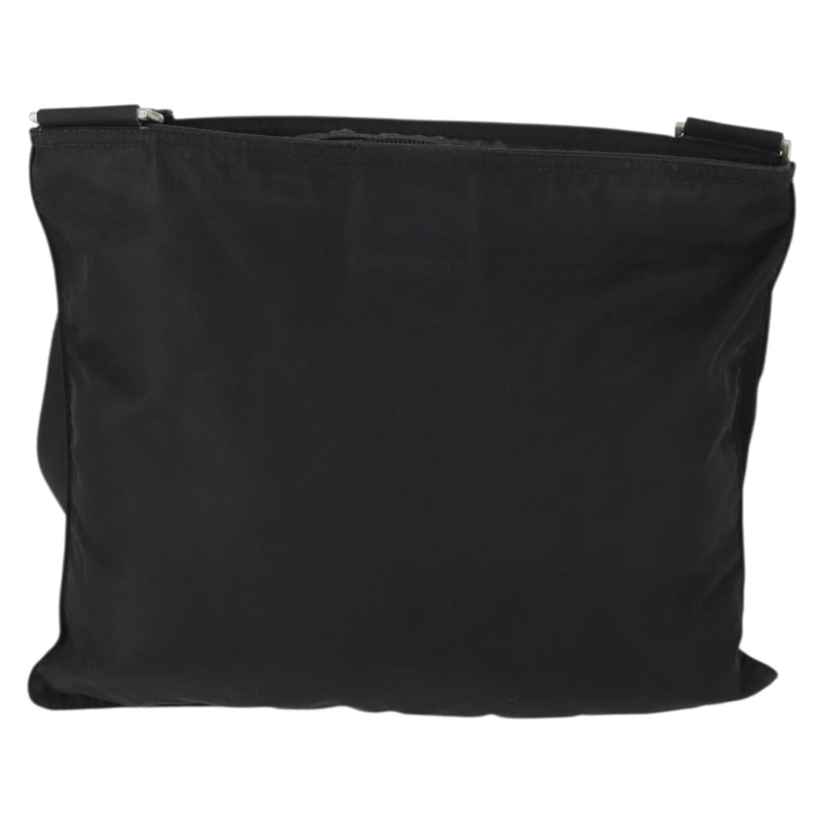 PRADA Shoulder Bag Nylon Black Silver Auth 169103