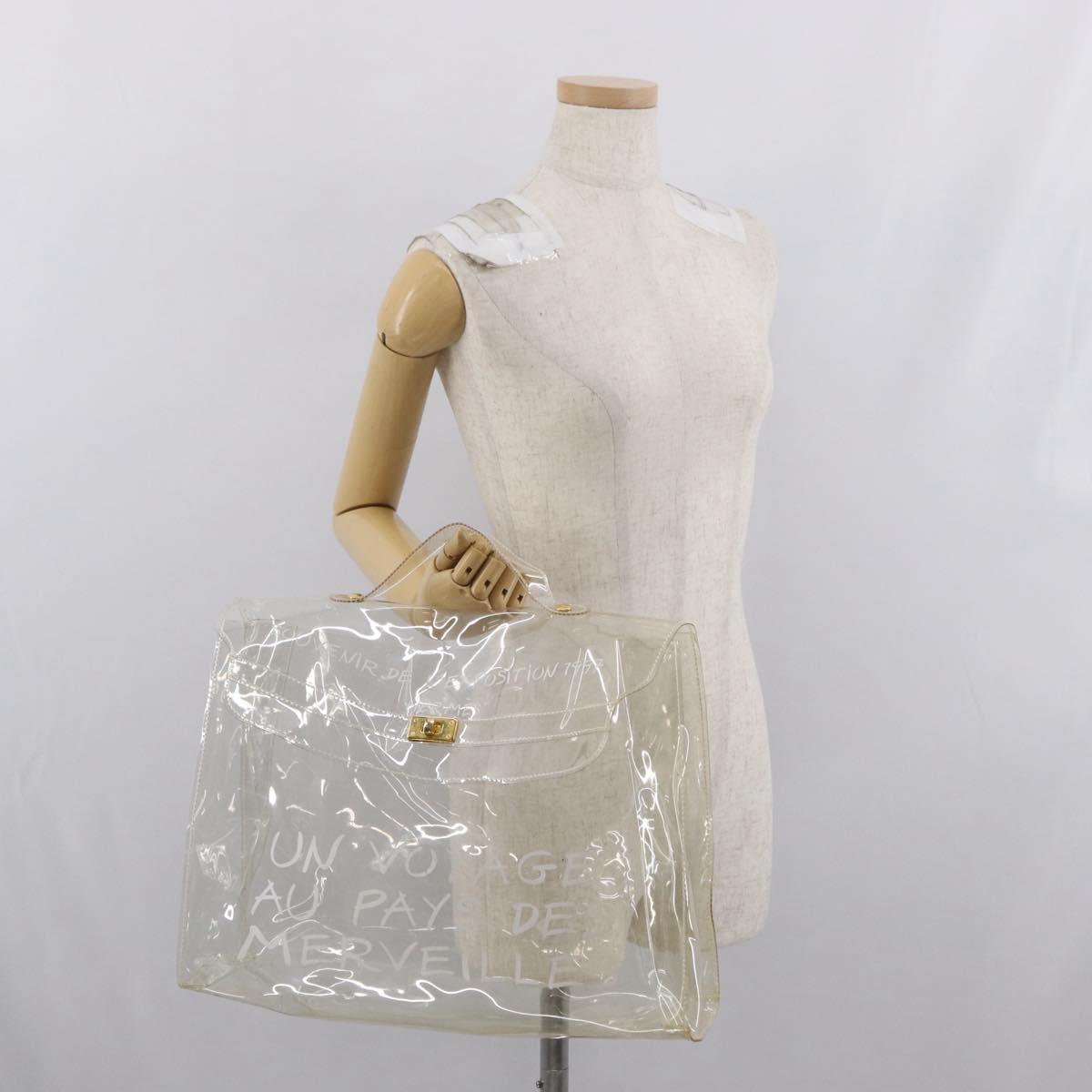 HERMES Vinyl Kelly Hand Bag Vinyl Clear Auth 169104