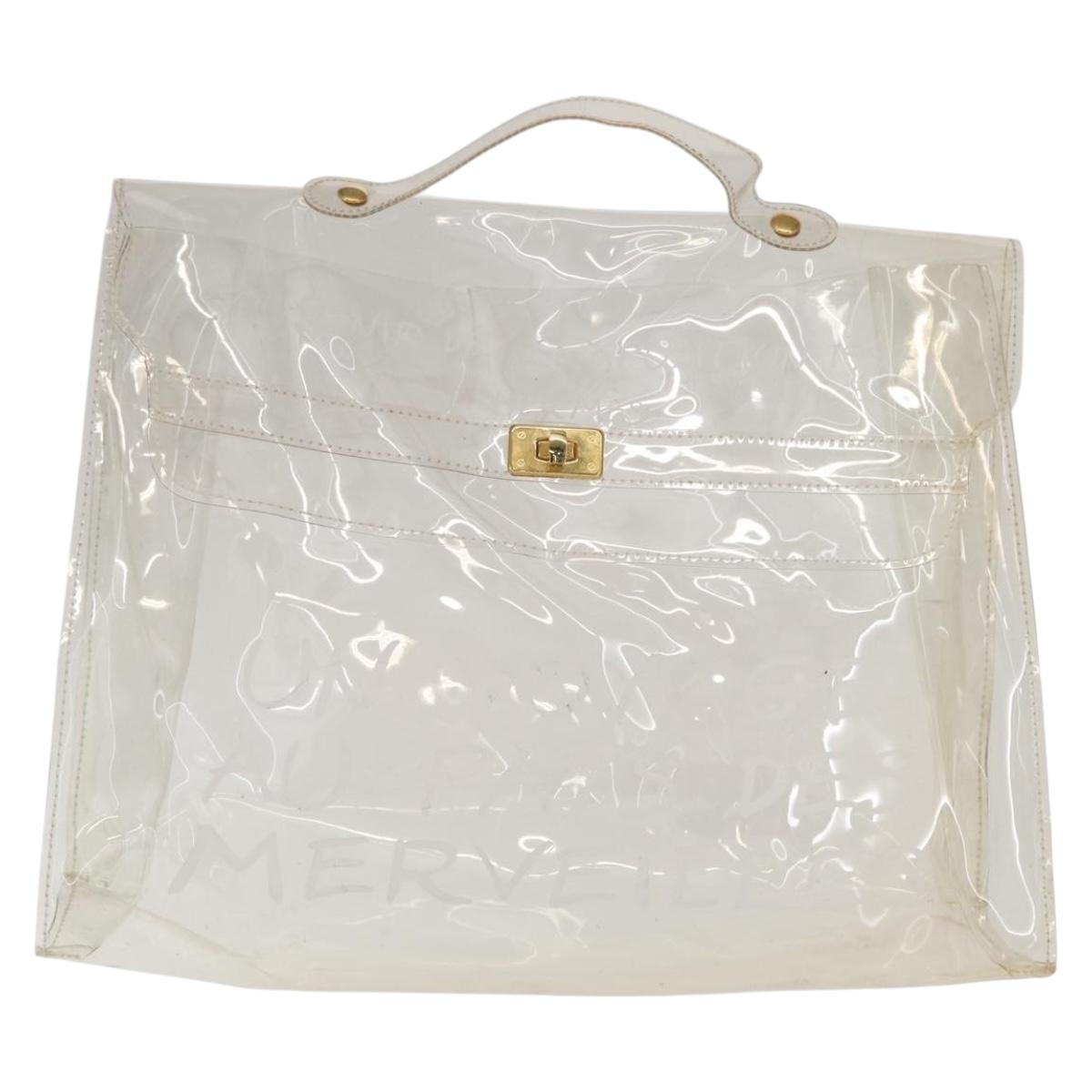 HERMES Vinyl Kelly Hand Bag Vinyl Clear Auth 169104