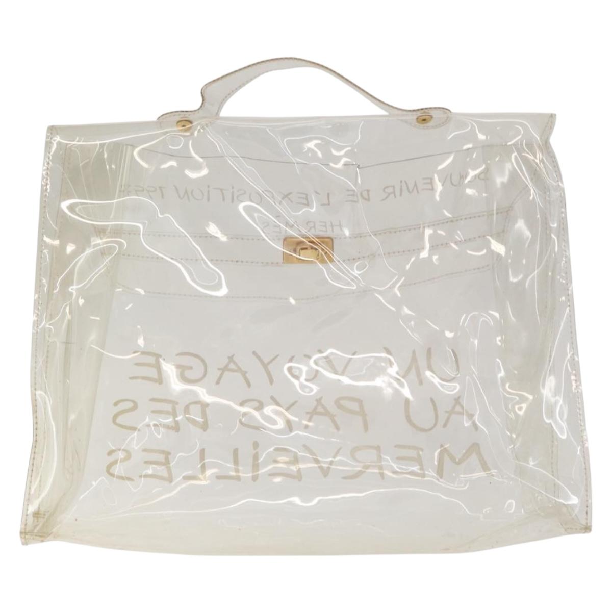 HERMES Vinyl Kelly Hand Bag Vinyl Clear Auth 169104