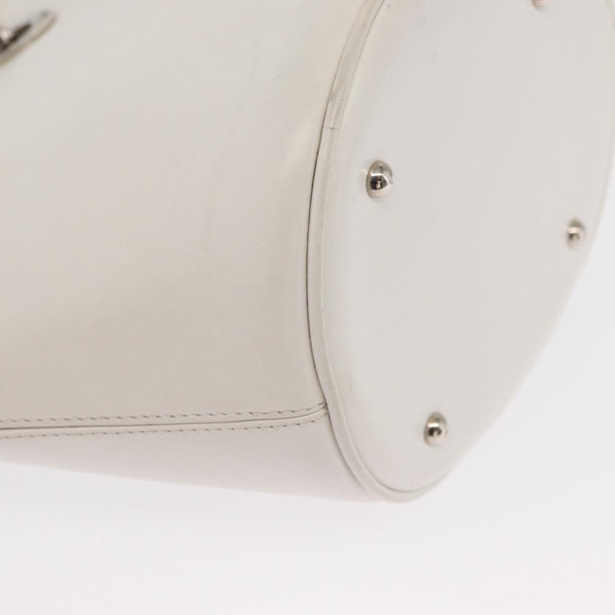 CELINE Chain Shoulder Bag Leather White Silver Auth 169108