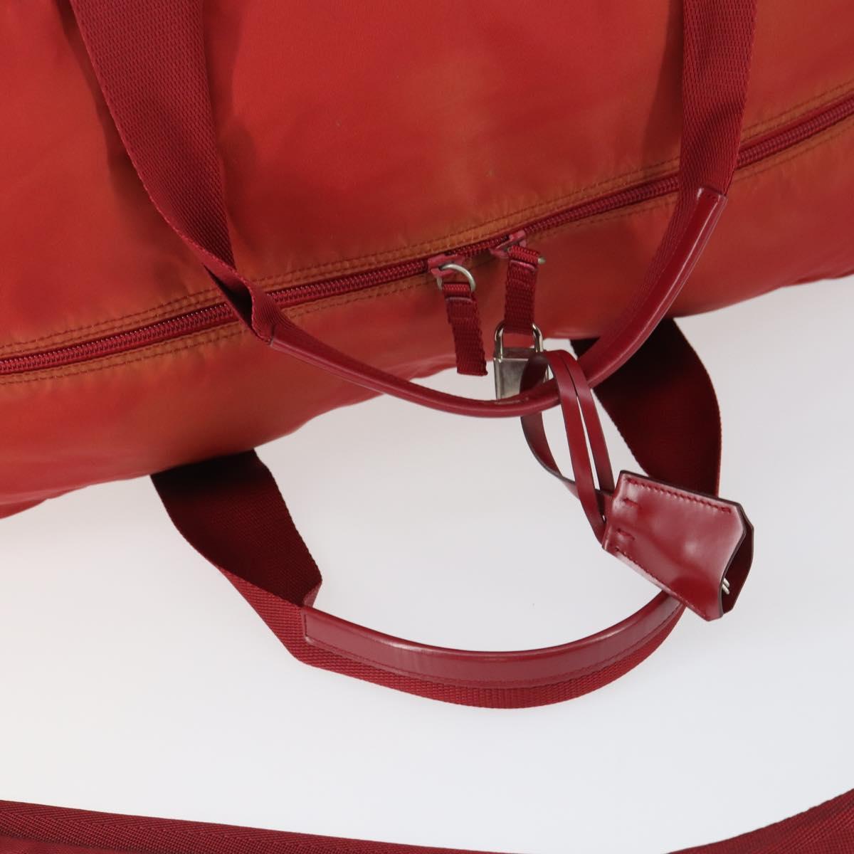 PRADA Boston Bag Nylon 2way Red Silver Auth 169109