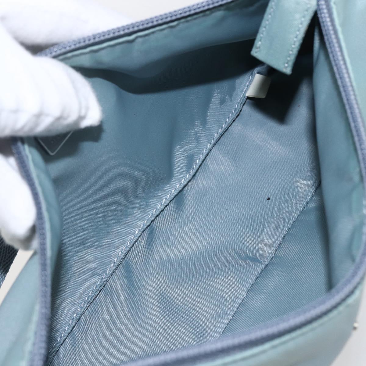 PRADA Accessory Pouch Nylon Light Blue Silver Auth 169111