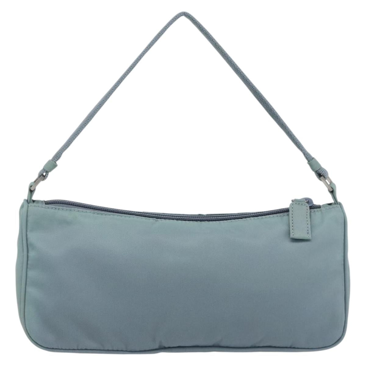 PRADA Accessory Pouch Nylon Light Blue Silver Auth 169111