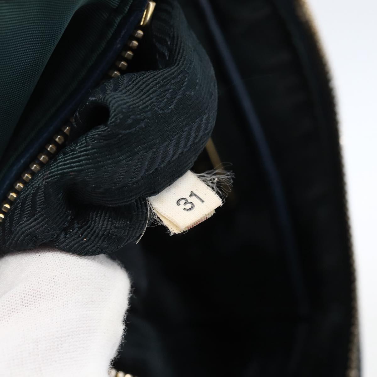 PRADA Accessory Pouch Nylon Green Gold Auth 169113