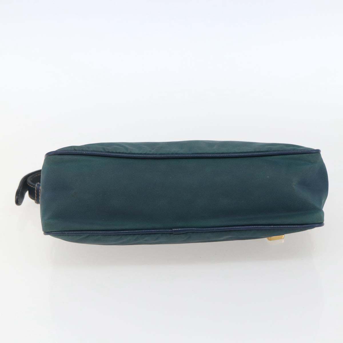 PRADA Accessory Pouch Nylon Green Gold Auth 169113