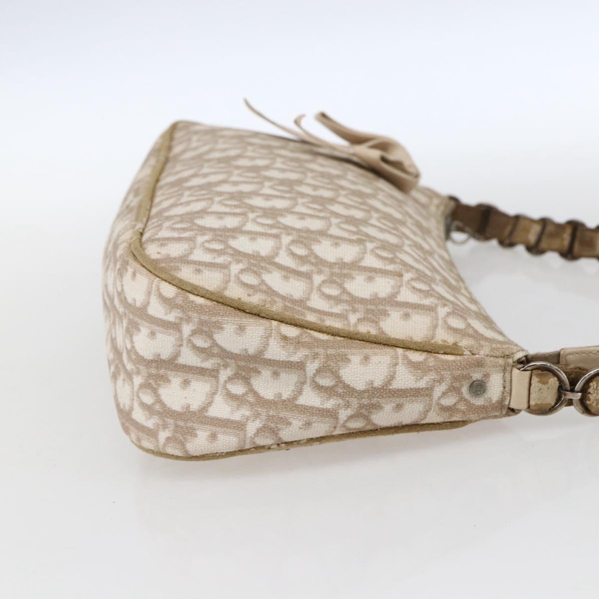 Christian Dior Trotter Romantic Chain Shoulder Bag PVC Beige Auth 169114