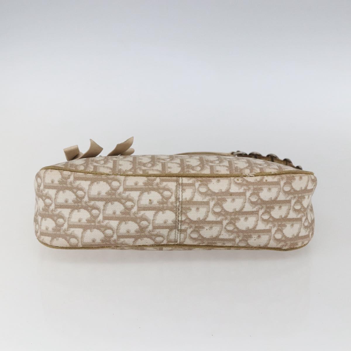 Christian Dior Trotter Romantic Chain Shoulder Bag PVC Beige Auth 169114